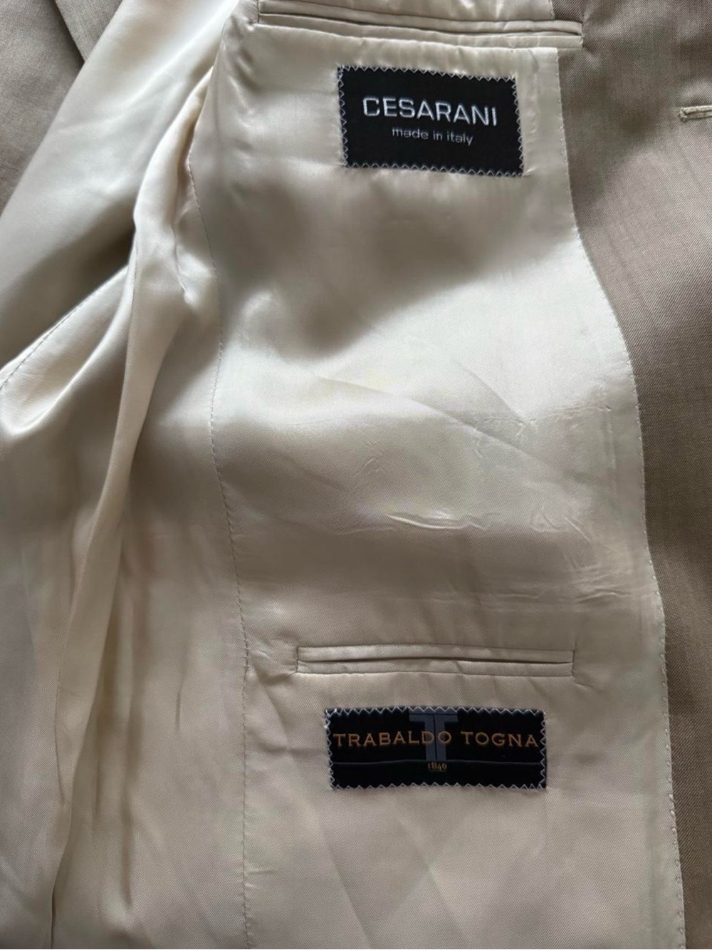 Cesarani Italy 100% Wool Sport Coat Blazer 40R Beige Taupe Trabaldo Togna - Picture 4 of 5